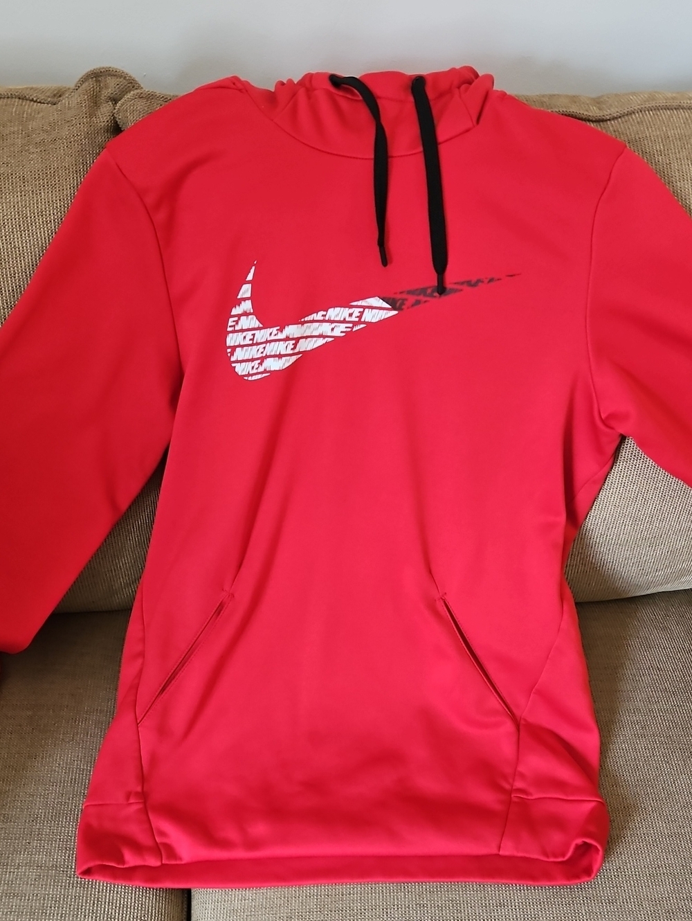 Nike Red Crewneck Hoodie with White Swoosh